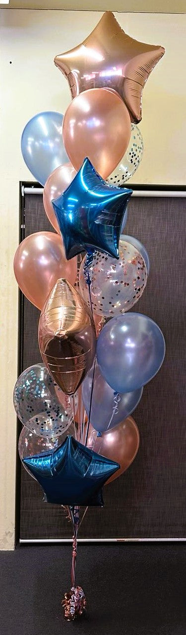 15 Helium Balloons Bouquet with 18 Inch Foil Balloons