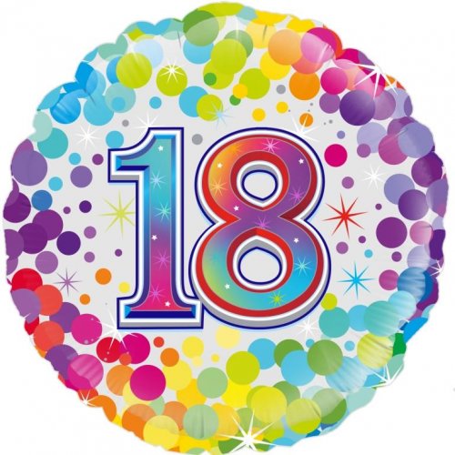 18 Inch Colourful Confetti 18th Birthday Foil Balloon