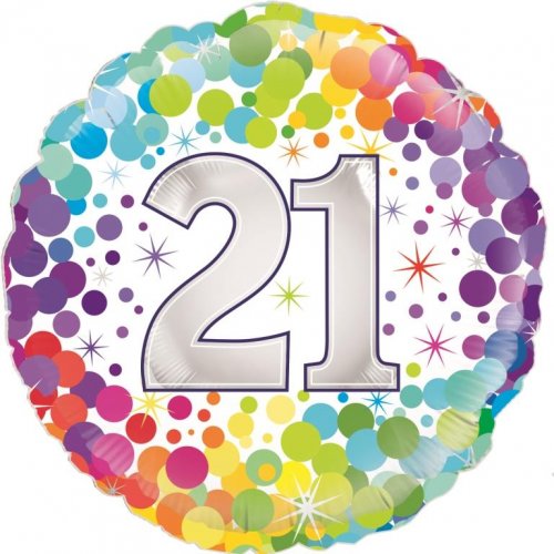 18 Inch Colourful Confetti 21st Birthday Foil Balloon