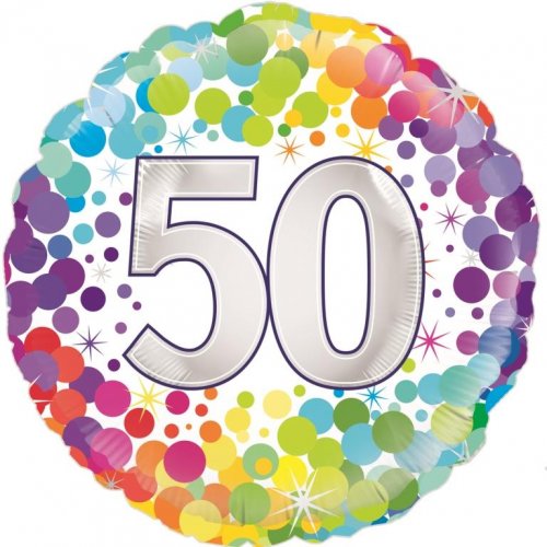 18 Inch Colourful Confetti 50th Birthday Foil Balloon