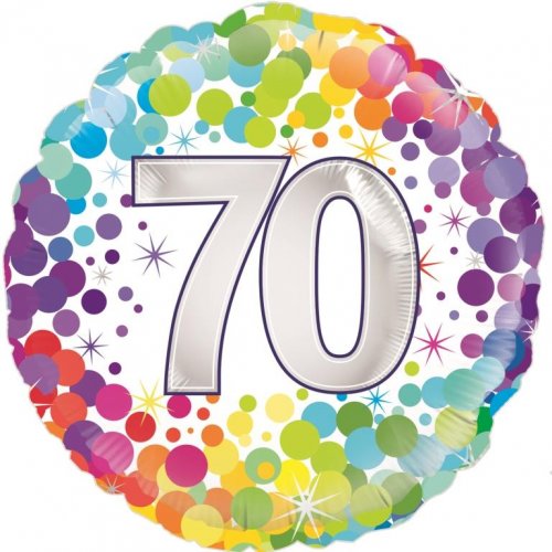 18 Inch Colourful Confetti 70th Birthday Foil Balloon
