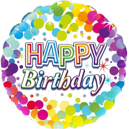 18 Inch Colourful Confetti Happy Birthday Foil Balloon