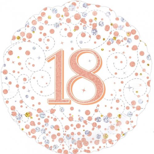 18 Inch Sparkling Fizz Rose Gold 18th Birthday Foil Balloon