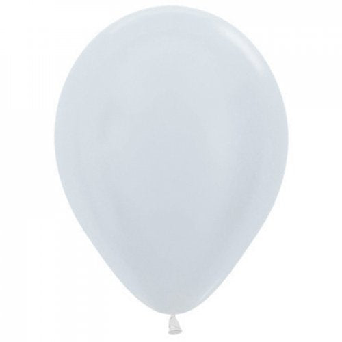 30cm (11 Inch) Metallic White Latex Balloons