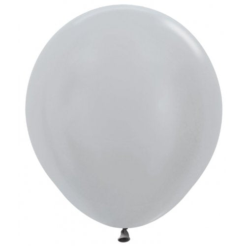 46cm Metallic Silver Latex Balloons