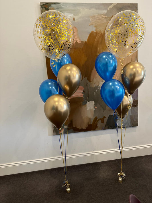 4 Helium Balloons Bouquet with 16 Inch Confetti Balloon