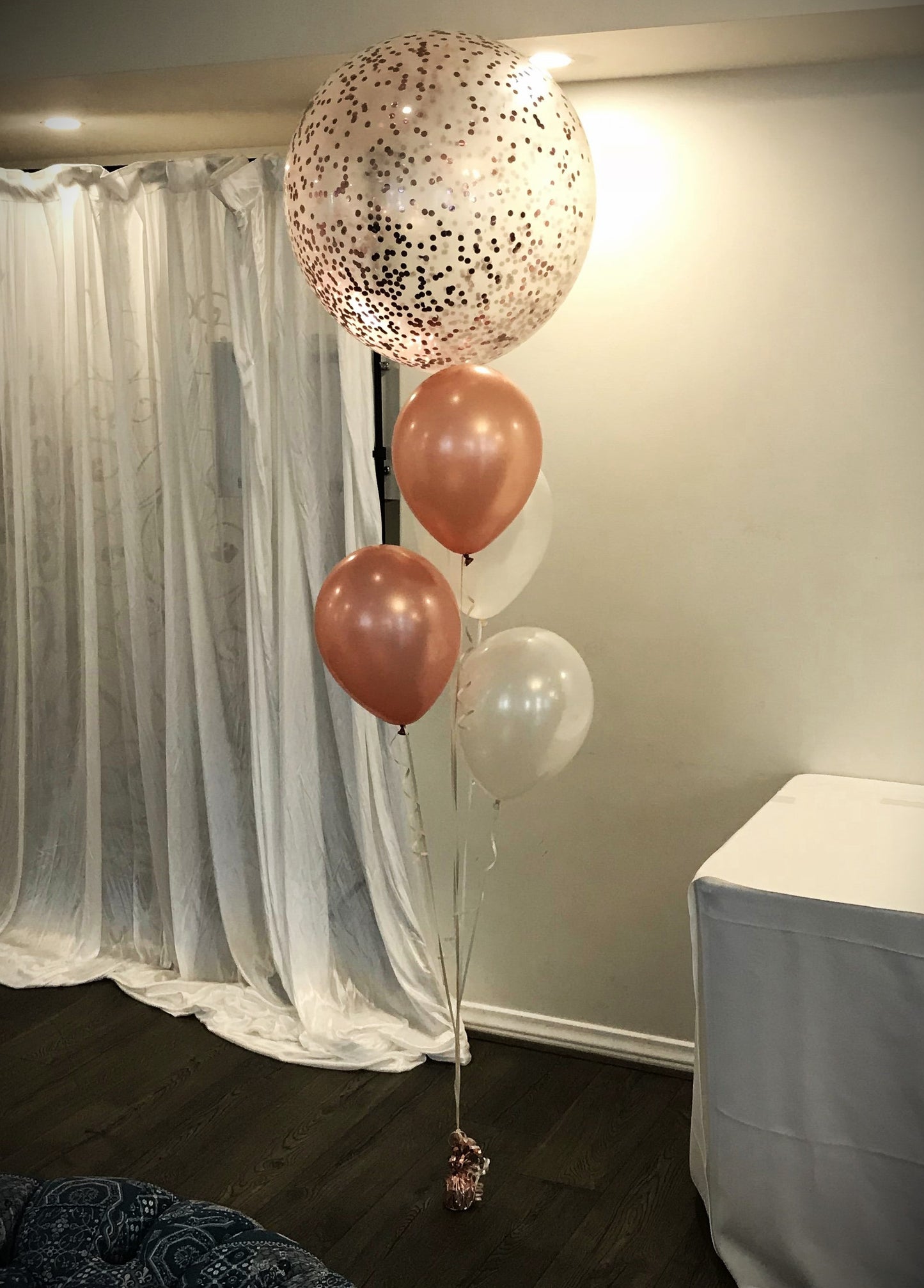 4 Helium Balloons Bouquet with 60cm Confetti Balloon