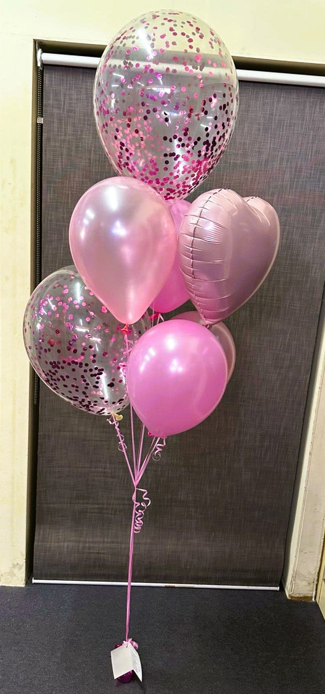 5 Helium Balloons Bouquet with 18 Inch foil and 16 Inch Confetti Balloon