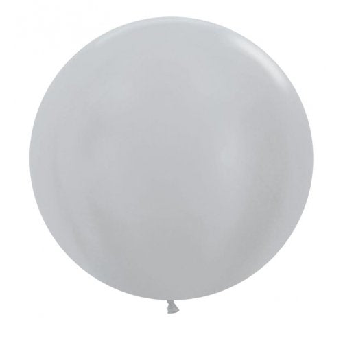60cm Metallic Silver Latex Balloons