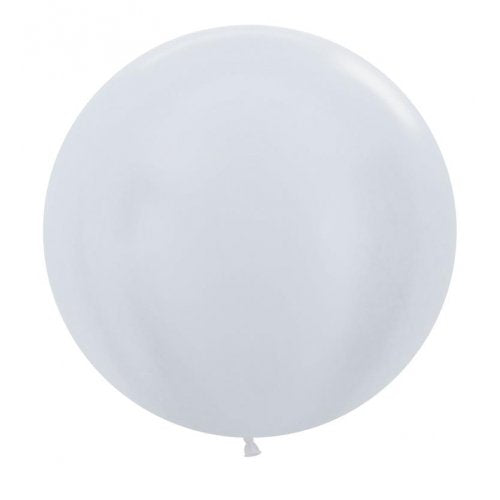 60cm Metallic White Latex Balloons