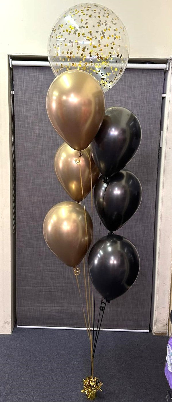 6 Helium Balloons Bouquet with 17 Inch Confetti Balloon