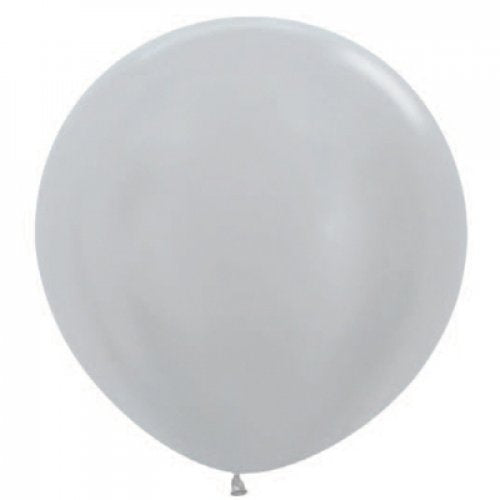 90cm Metallic Silver Latex Balloons