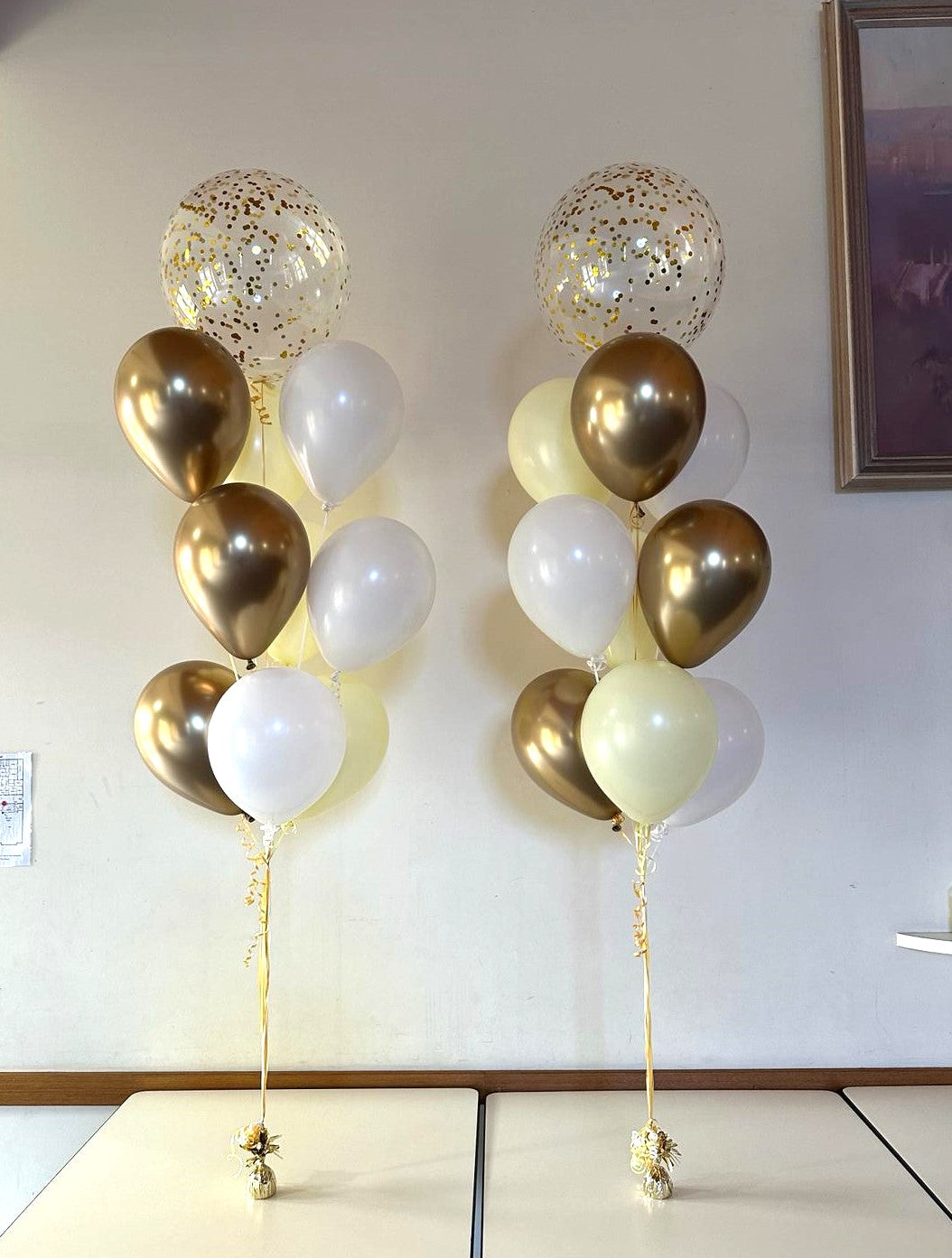 9 Helium Balloons Bouquet with 16 Inch Confetti Balloon