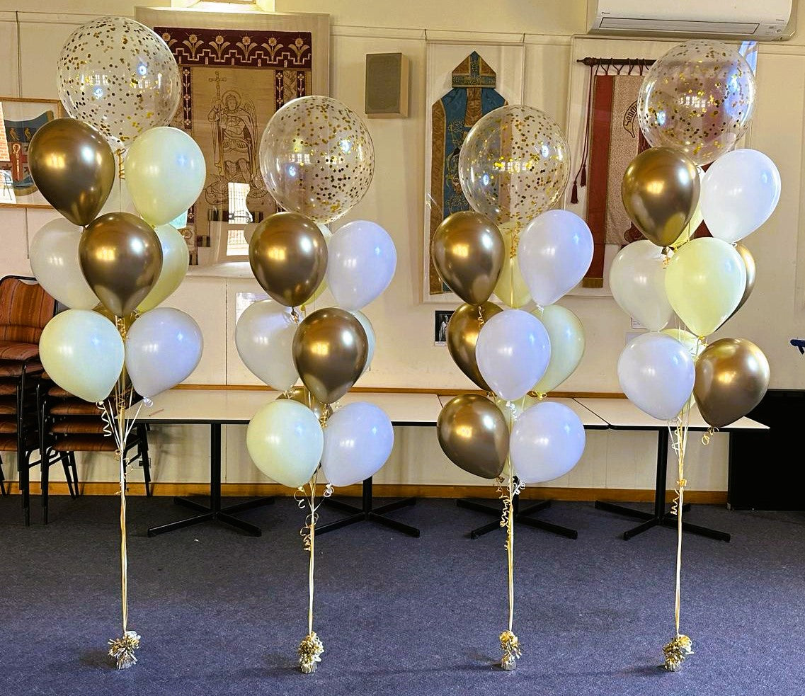 9 Helium Balloons Bouquet with 16 Inch Confetti Balloon