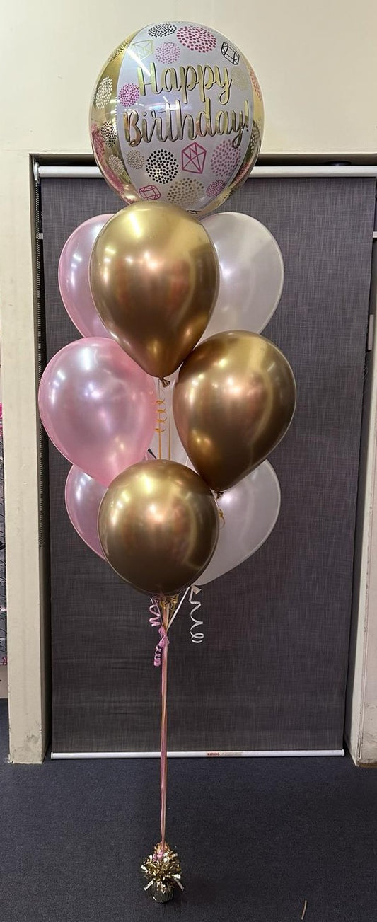 9 Helium Balloons Bouquet with Orbz Balloon