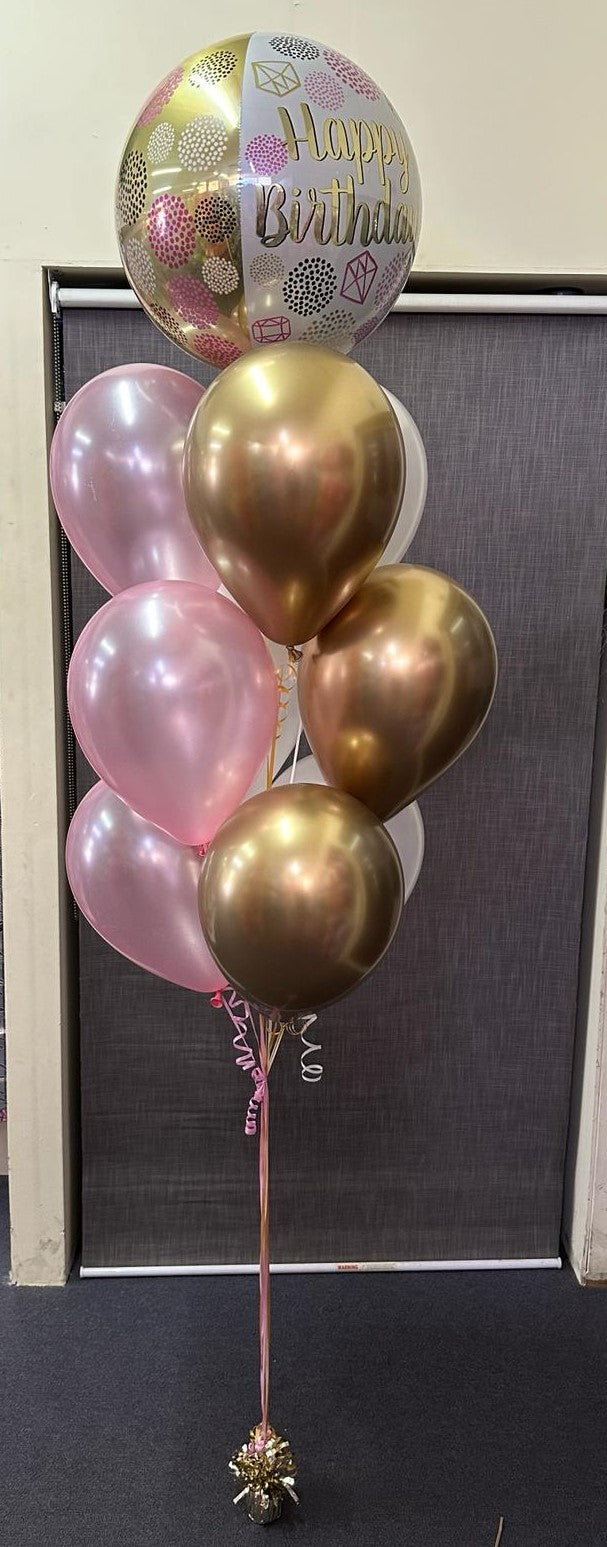 9 Helium Balloons Bouquet with Orbz Balloon