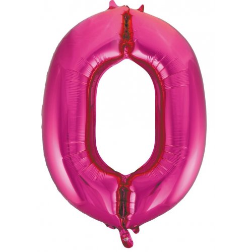 Number 0 Foil Balloon - Magenta
