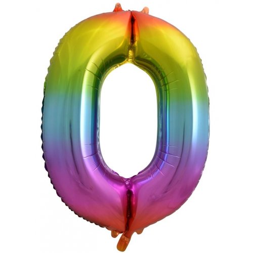 Number 0 Foil Balloon - Rainbow