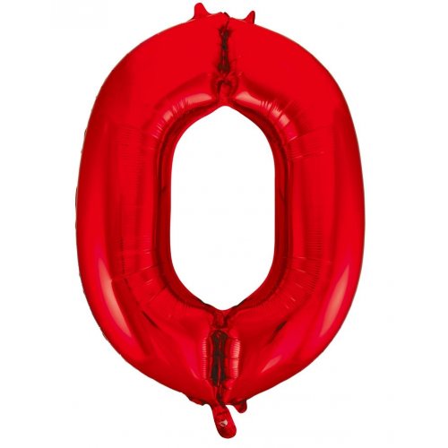 Number 0 Foil Balloon - Red