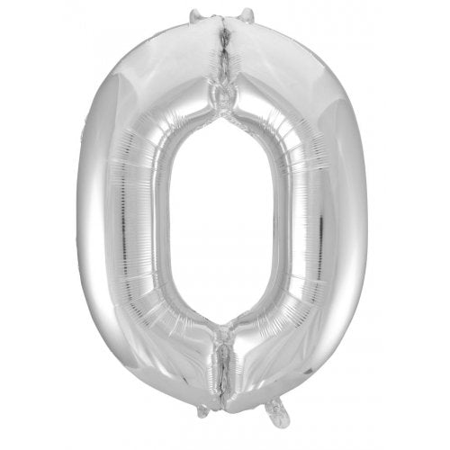 Number 0 Foil Balloon - Silver