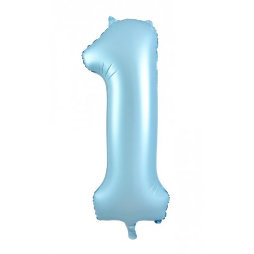 Number 1 Foil Balloon - Matt Pastel Blue