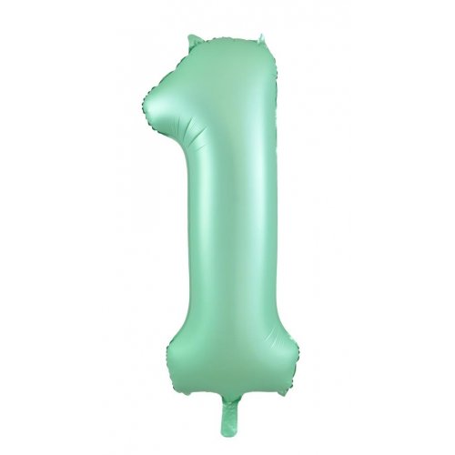 Number 1 Foil Balloon - Matt Pastel Green