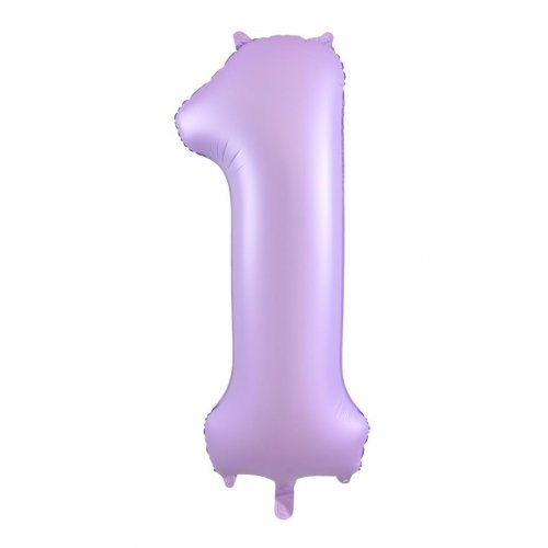 Number 1 Foil Balloon - Matt Pastel Lilac