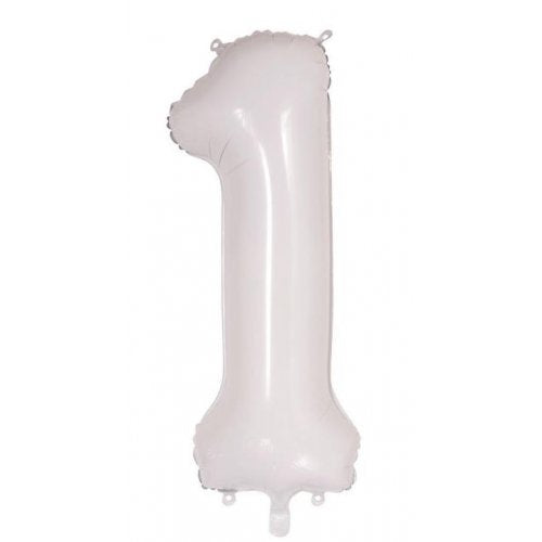 Number 1 Foil Balloon - White
