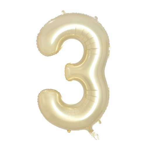 Number 3 Foil Balloon - Luxe Gold