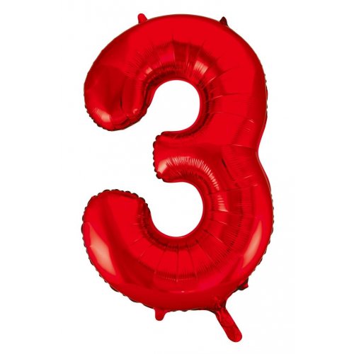 Number 3 Foil Balloon - Red