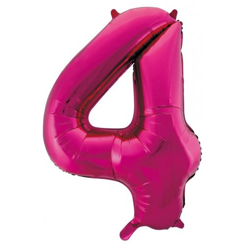 Number 4 Foil Balloon - Magenta