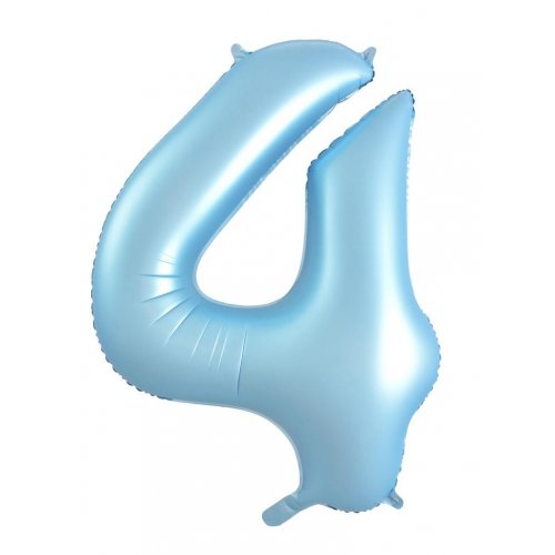 Number 4 Foil Balloon - Matt Pastel Blue