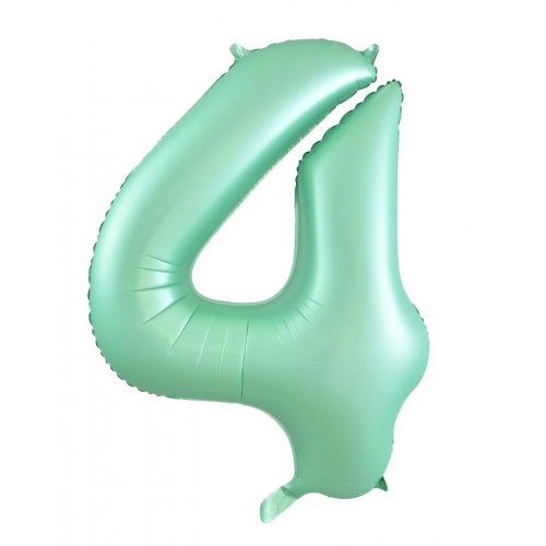 Number 4 Foil Balloon - Matt Pastel Green