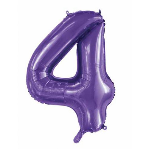 Number 4 Foil Balloon - Purple