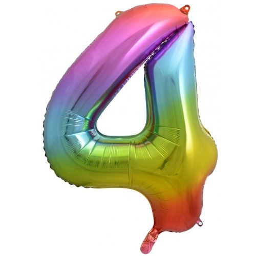 Number 4 Foil Balloon - Rainbow