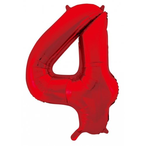 Number 4 Foil Balloon - Red