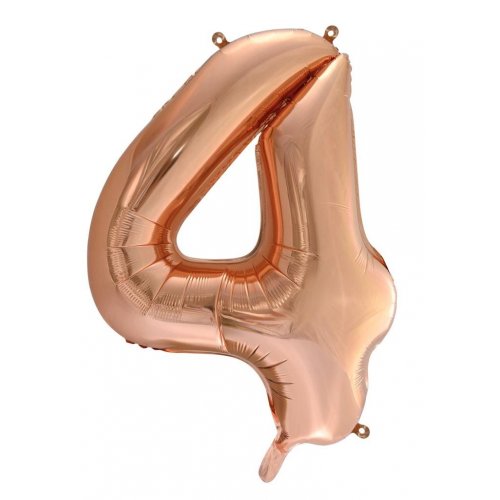 Number 4 Foil Balloon - Rose Gold