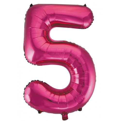 Number 5 Foil Balloon - Magenta