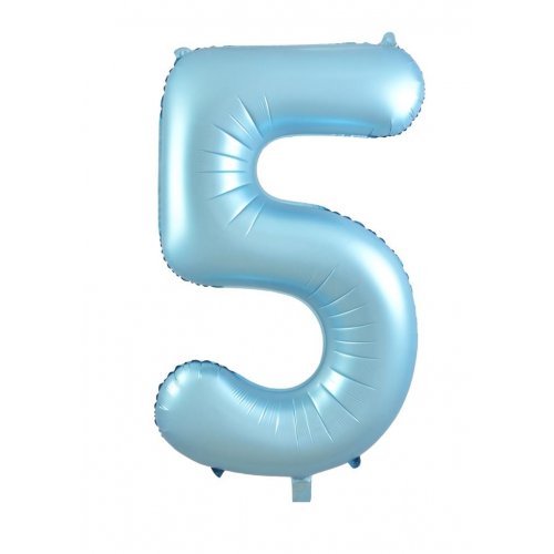 Number 5 Foil Balloon - Matt Pastel Blue