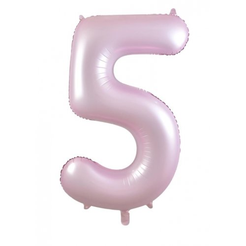 Number 5 Foil Balloon - Matt Pastel Pink