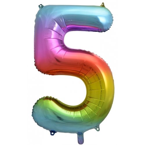 Number 5 Foil Balloon - Rainbow