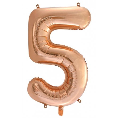 Number 5 Foil Balloon - Rose Gold