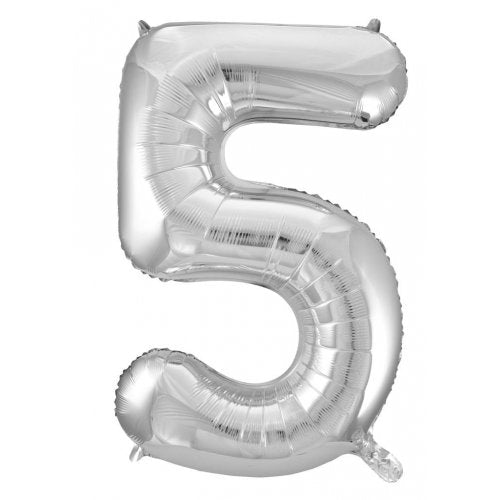 Number 5 Foil Balloon - Silver