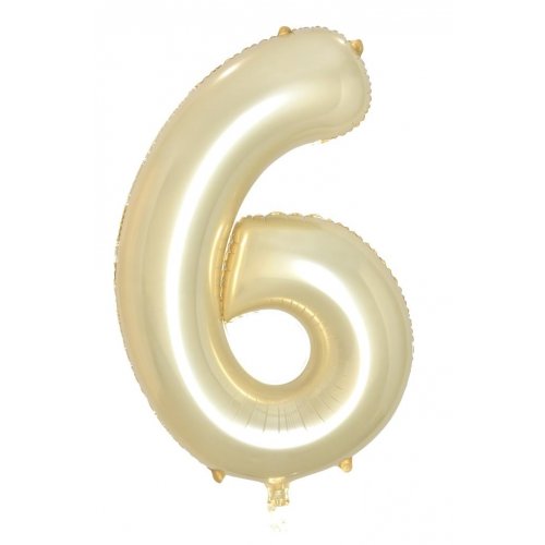 Number 6 Foil Balloon - Luxe Gold