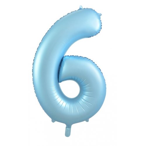 Number 6 Foil Balloon - Matt Pastel Blue