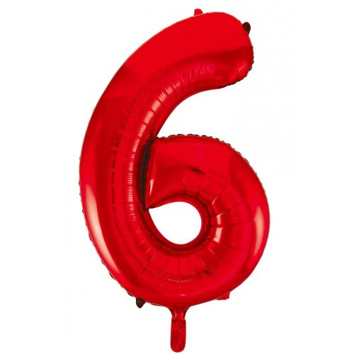 Number 6 Foil Balloon - Red