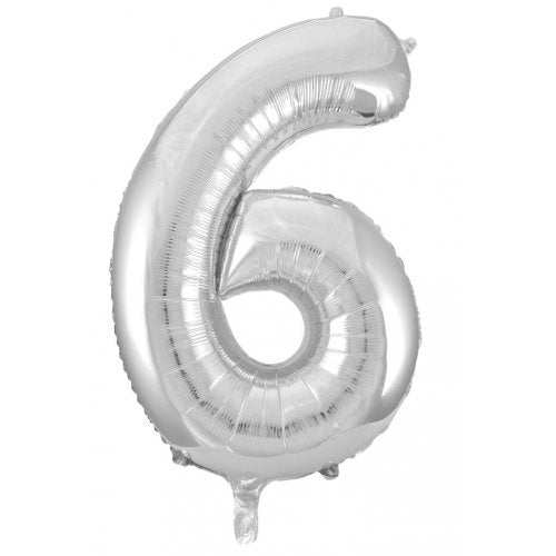 Number 6 Foil Balloon - Silver
