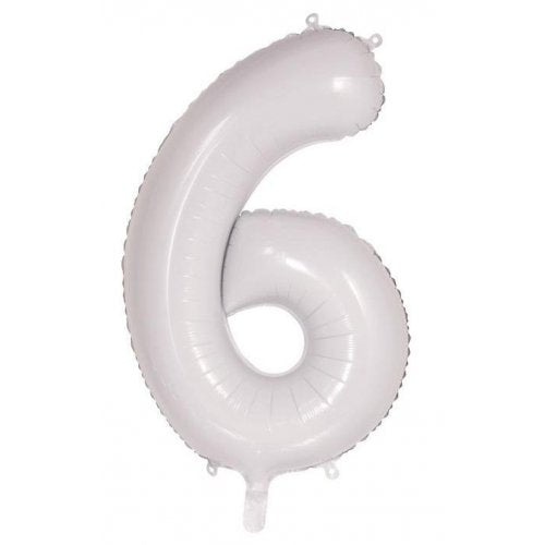 Number 6 Foil Balloon - White