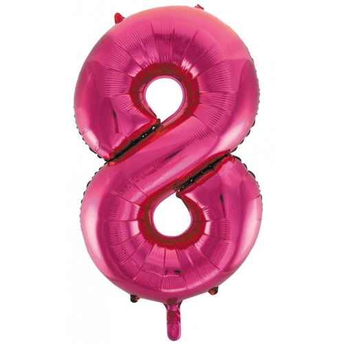 Number 8 Foil Balloon - Magenta