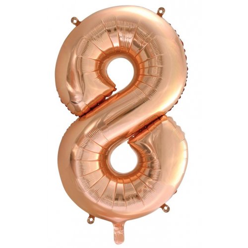 Number 8 Foil Balloon - Rose Gold